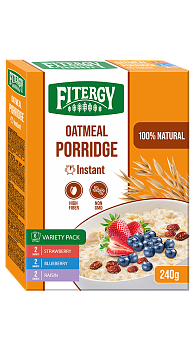 Каша овсяная ассорти: с клубникой, черникой, изюмом ™«Fitergy»