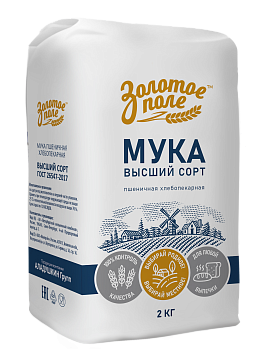 Мука пшеничная хлебопекарная в/с 2 кг ™«Золотое поле»