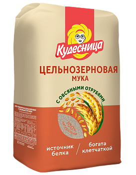 Мука цельнозерновая с овсяными отрубями ™«Кудесница»